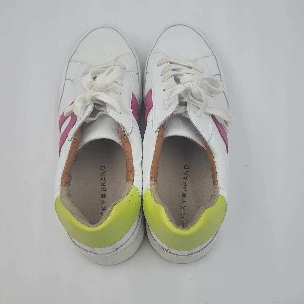 Lucky Brand Women's White Pink Lime Accent Hinta Comfort Sneakers Size 9.5 - Picture 5 of 10